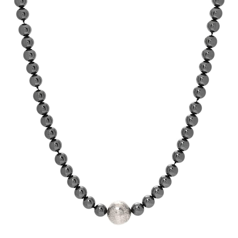 срібло 925 Hematite Hammered Bead Station кольє