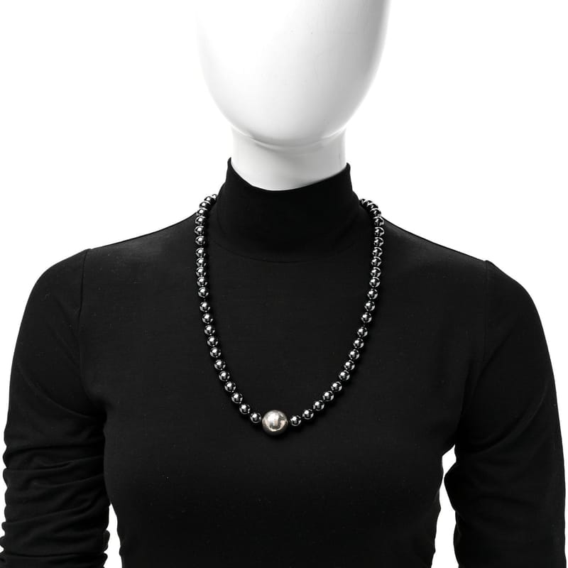 срібло 925 Hematite Hammered Bead Station кольє