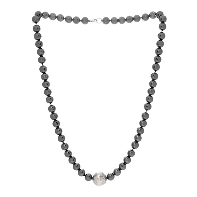 срібло 925 Hematite Hammered Bead Station кольє