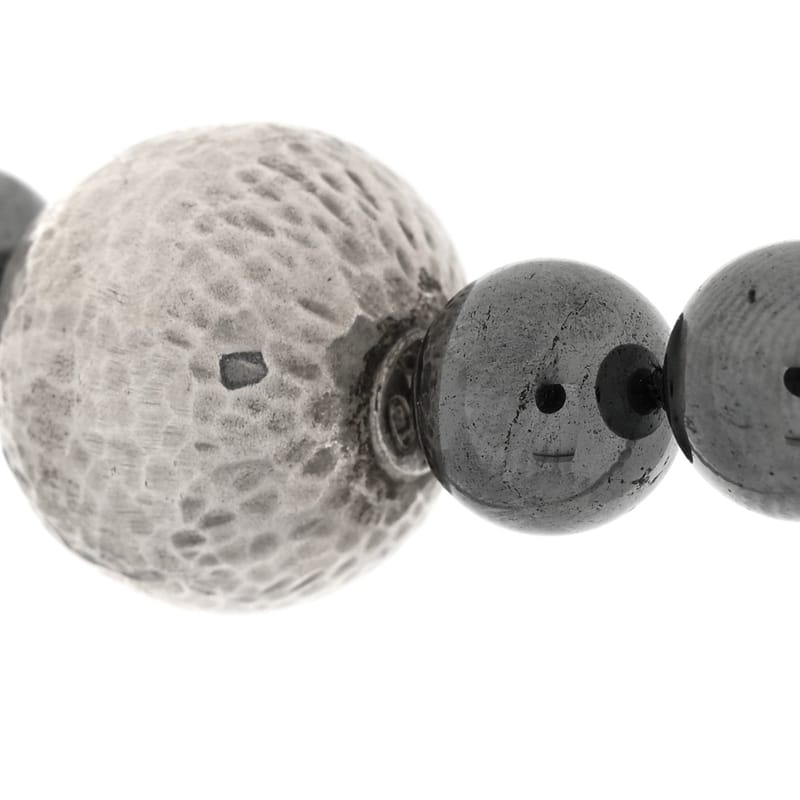 срібло 925 Hematite Hammered Bead Station кольє