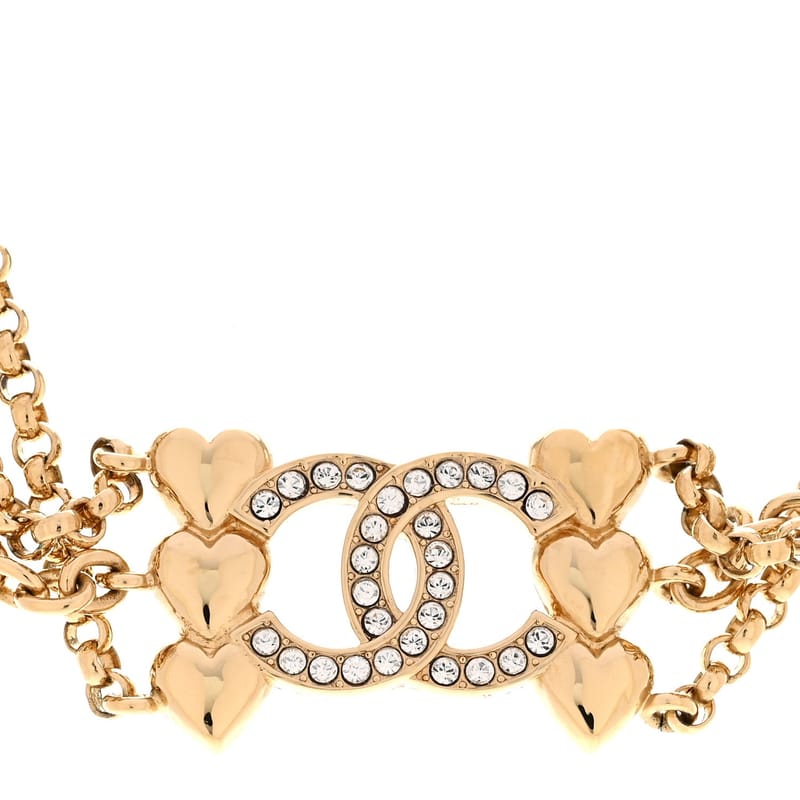 Crystal CC Heart Link Multi Strand чокер кольє золото