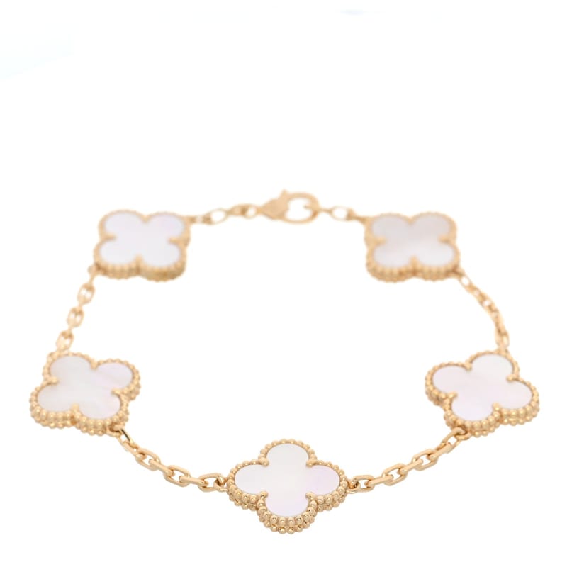 18K жовте золото перламутр 5 Motifs Vintage Alhambra браслет