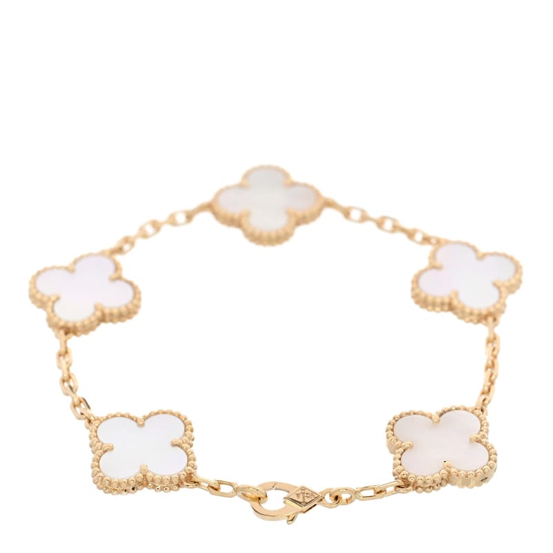 18K жовте золото перламутр 5 Motifs Vintage Alhambra браслет