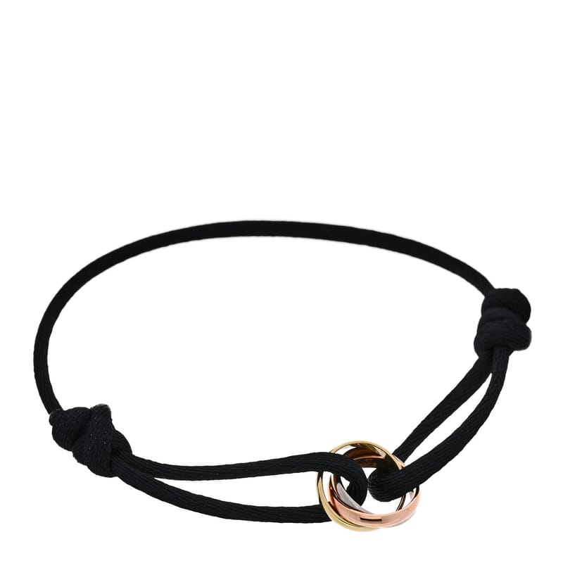 18k Pink жовтий біле золото Trinity Adjustable Cord браслет чорний