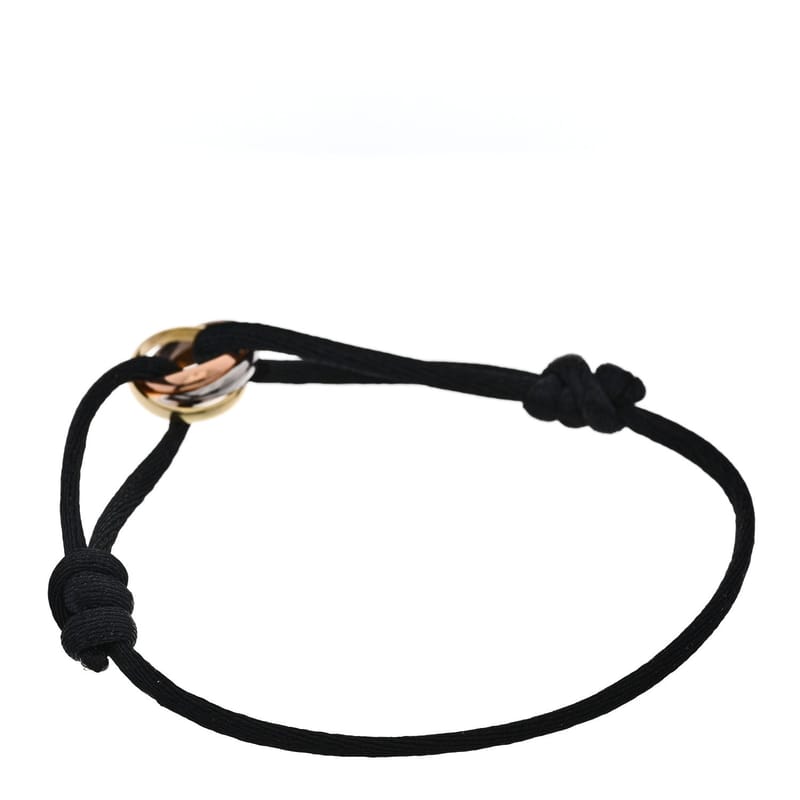 18k Pink жовтий біле золото Trinity Adjustable Cord браслет чорний