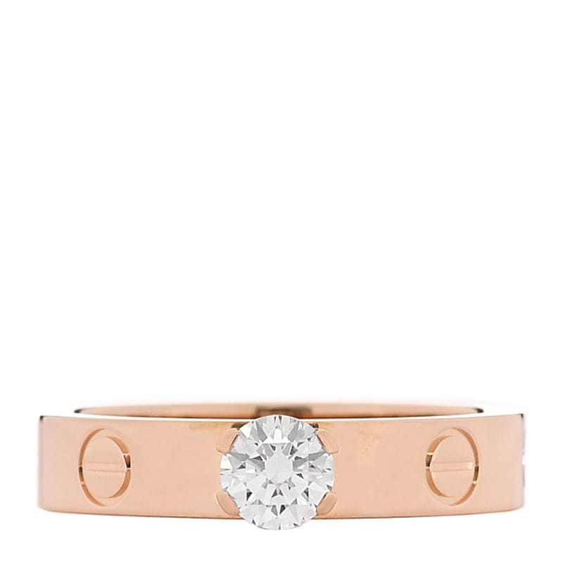18K рожеве золото діамант .27ct LOVE Solitaire Engagement каблучка 49 5