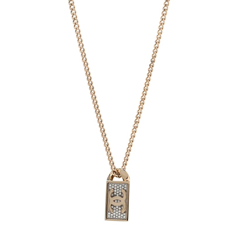 Crystal Dog Tag Charm кольє золото