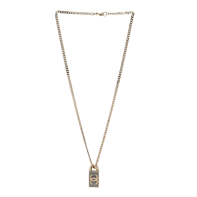 Crystal Dog Tag Charm кольє золото