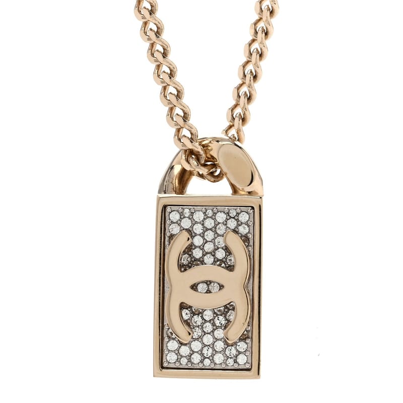 Crystal Dog Tag Charm кольє золото