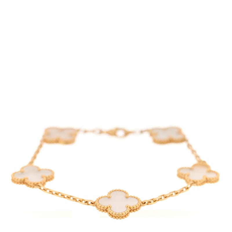 18K жовте золото перламутр 5 Motifs Vintage Alhambra браслет
