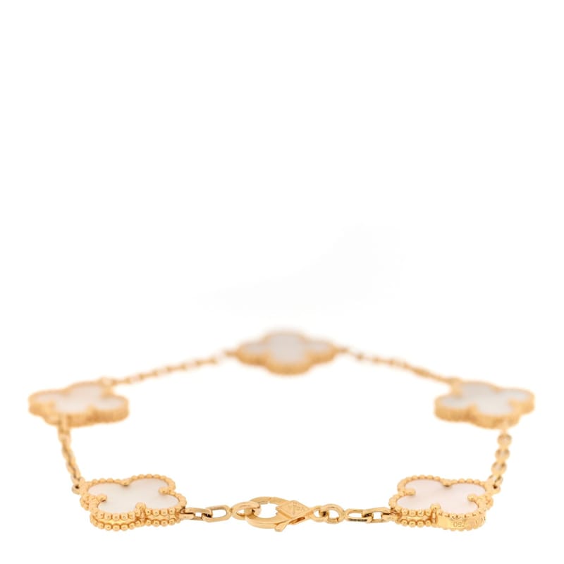 18K жовте золото перламутр 5 Motifs Vintage Alhambra браслет