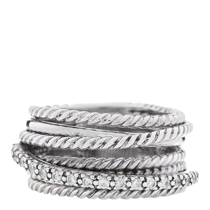 срібло 925 діамант 12mm Wide Crossover Cable каблучка 50 5.5
