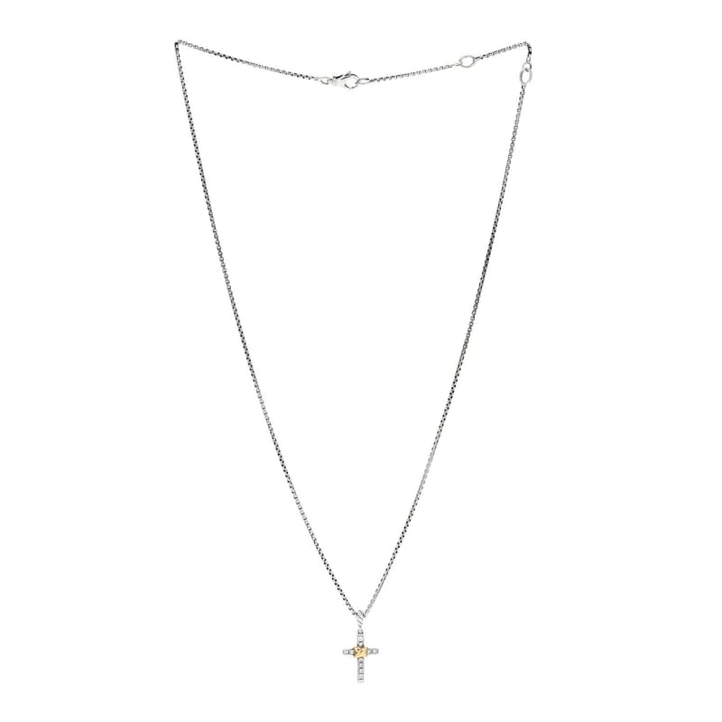 срібло 925 18K жовте золото діамант Petite Cross підвіска кольє