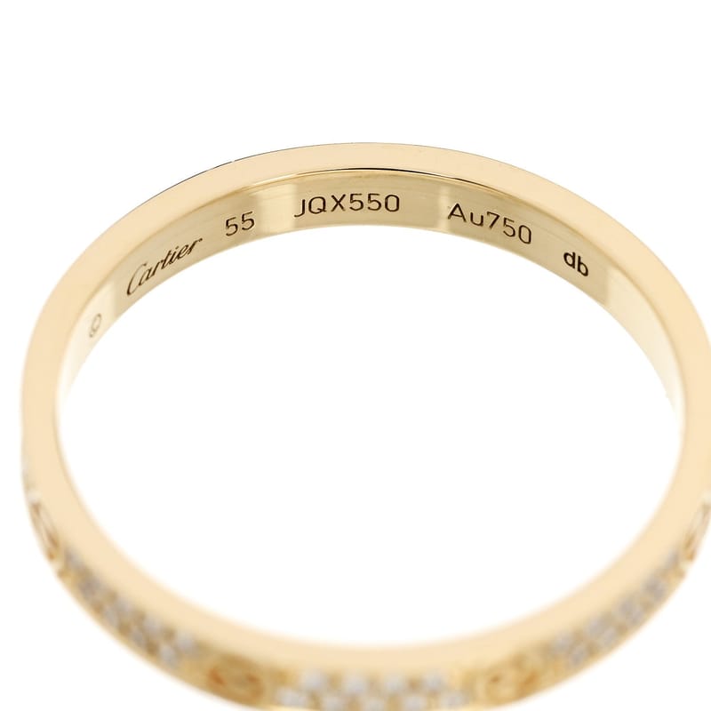 18K жовте золото діамант 2.6mm LOVE Paved обручка каблучка 55 7.25
