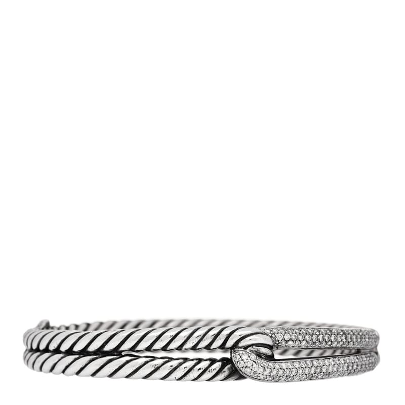 срібло 925 діамант Pave 10mm Single Loop Labyrinth браслет