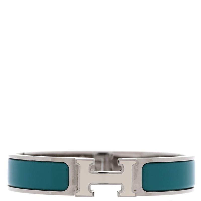 Enamel Narrow Clic Clac H браслет PM Vert Bleuete білий