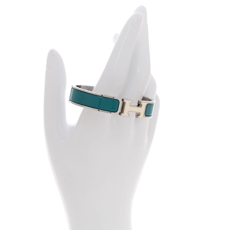 Enamel Narrow Clic Clac H браслет PM Vert Bleuete білий