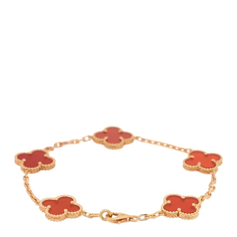 18K жовте золото Carnelian 5 Motifs Vintage Alhambra браслет