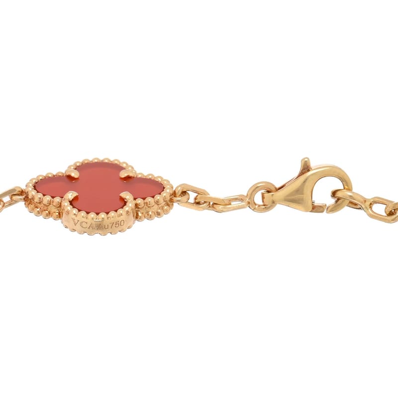 18K жовте золото Carnelian 5 Motifs Vintage Alhambra браслет