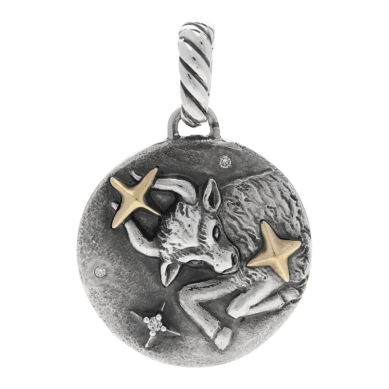 срібло 925 18K жовте золото 19mm Taurus Amulet підвіска