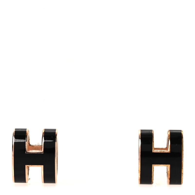 рожеве золото Lacquered Mini Pop H сережки чорний