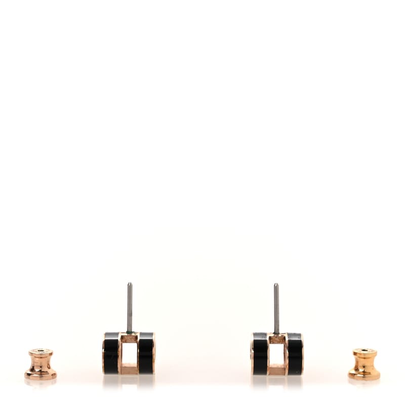 рожеве золото Lacquered Mini Pop H сережки чорний
