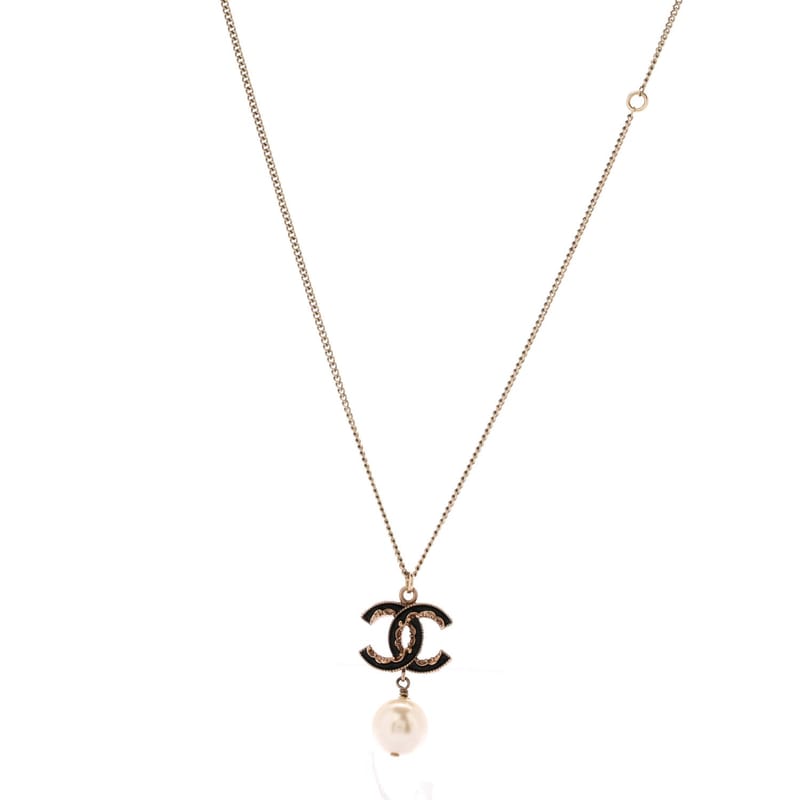 Enamel перлина CC Baroque Drop кольє чорний золото