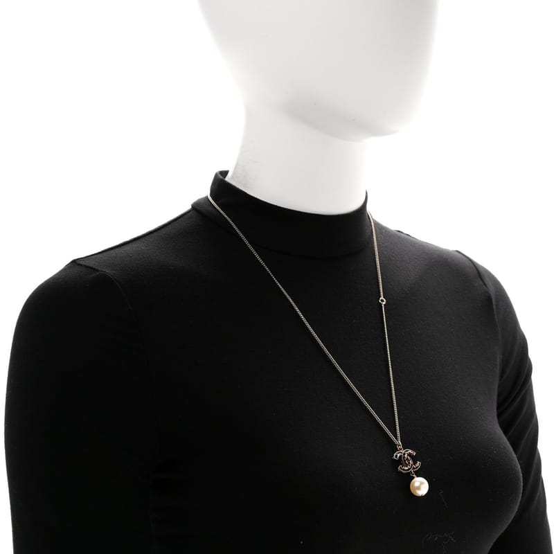 Enamel перлина CC Baroque Drop кольє чорний золото