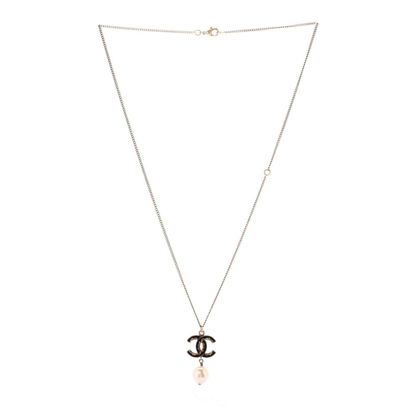 Enamel перлина CC Baroque Drop кольє чорний золото