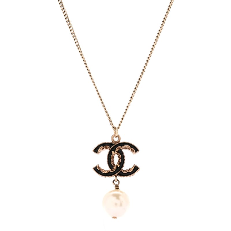 Enamel перлина CC Baroque Drop кольє чорний золото