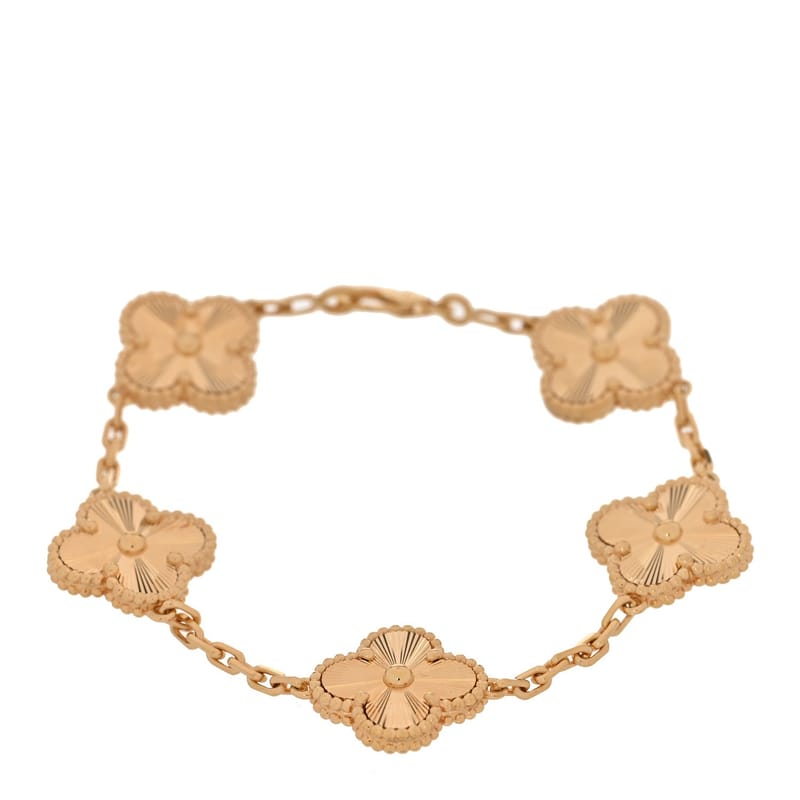 18K жовте золото 5 Motifs Guilloche Vintage Alhambra браслет