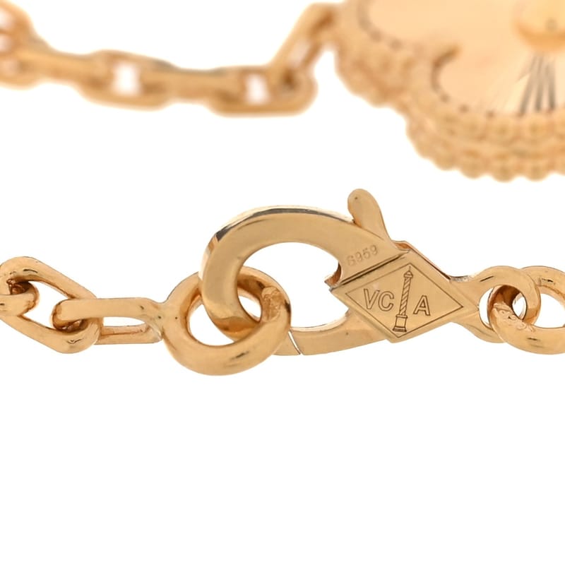 18K жовте золото 5 Motifs Guilloche Vintage Alhambra браслет