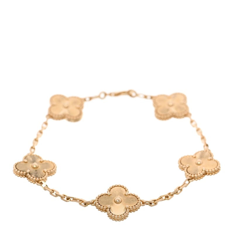 18K жовте золото 5 Motifs Guilloche Vintage Alhambra браслет