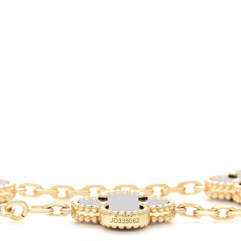 18K жовте золото чорний онікс 10 Motifs Vintage Alhambra кольє