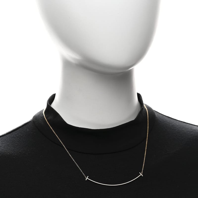 18K жовте золото діамант Large T Smile підвіска кольє