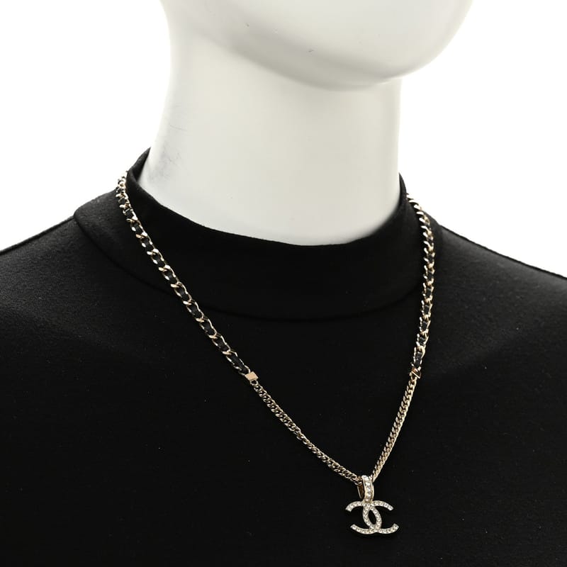 Lambskin Crystal CC ланцюг підвіска кольє чорний золото