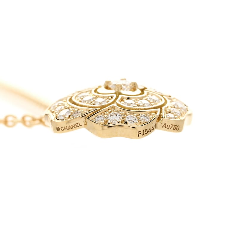 18K жовте золото діамант Bouton de Camelia підвіска кольє
