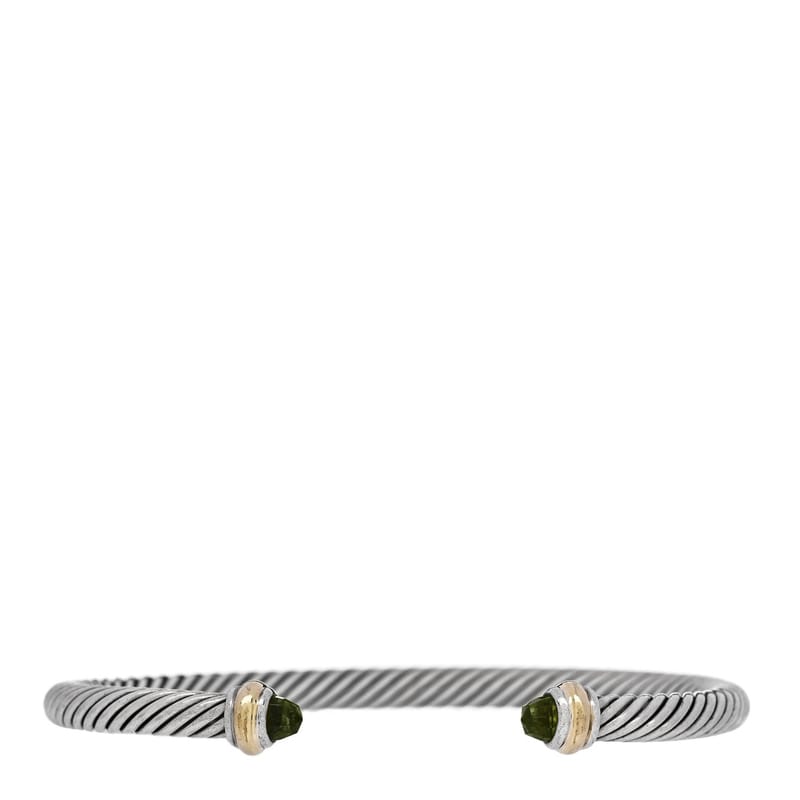 срібло 925 18K жовте золото Peridot 4mm Cable Classics браслет