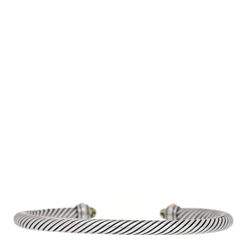срібло 925 18K жовте золото Peridot 4mm Cable Classics браслет