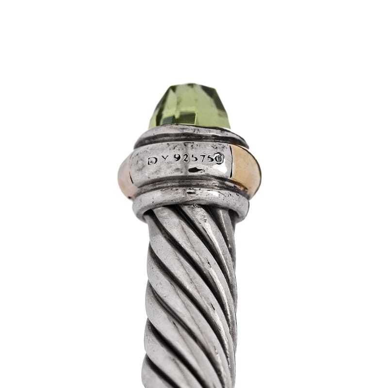 срібло 925 18K жовте золото Peridot 4mm Cable Classics браслет