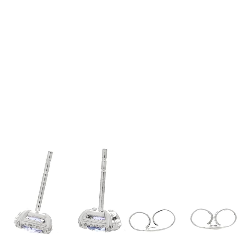 18K біле золото діамант Tanzanite 5mm Chatelaine Bezel Stud сережки