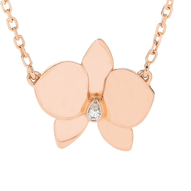 18K рожеве золото діамант Caresse D'Orchidees Par Cartier підвіска кольє