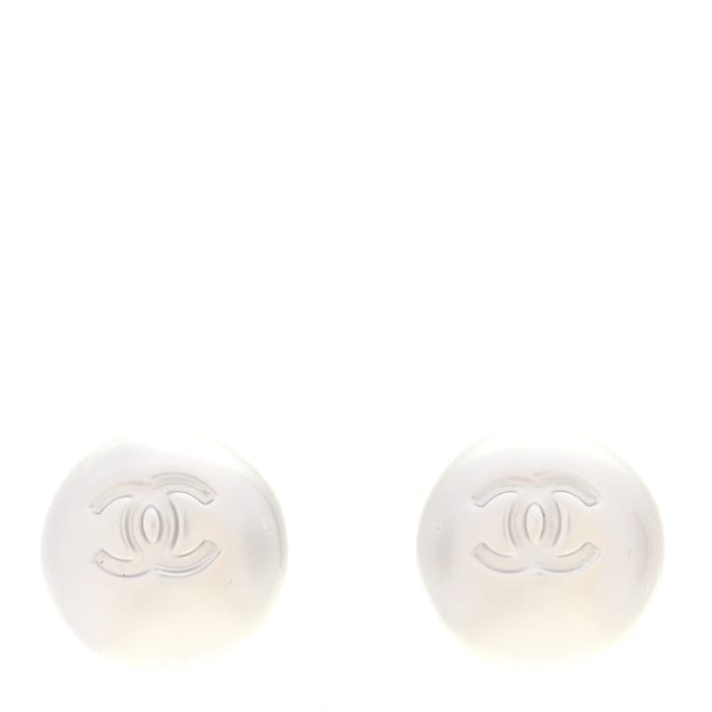 Resin Metal CC Stud сережки срібло Pearly білий