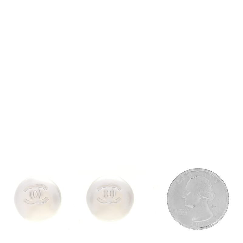Resin Metal CC Stud сережки срібло Pearly білий