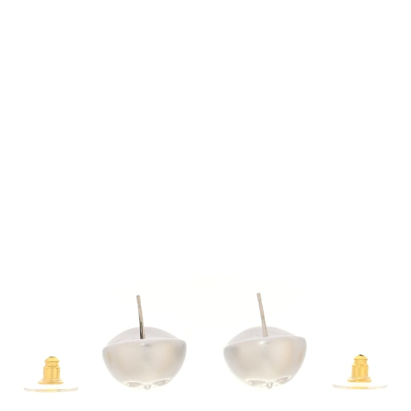 Resin Metal CC Stud сережки срібло Pearly білий