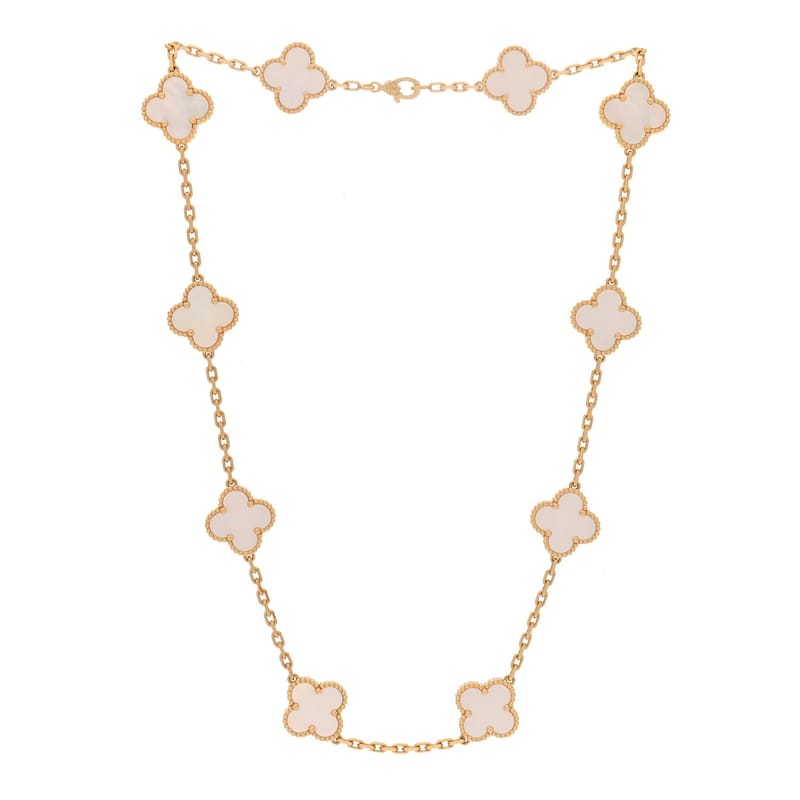 18K жовте золото перламутр 10 Motifs Vintage Alhambra кольє