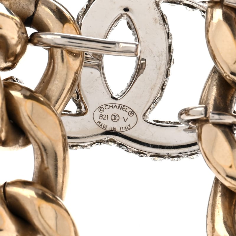 ланцюг Link Crystal CC Dog Tag Charm кольє золото