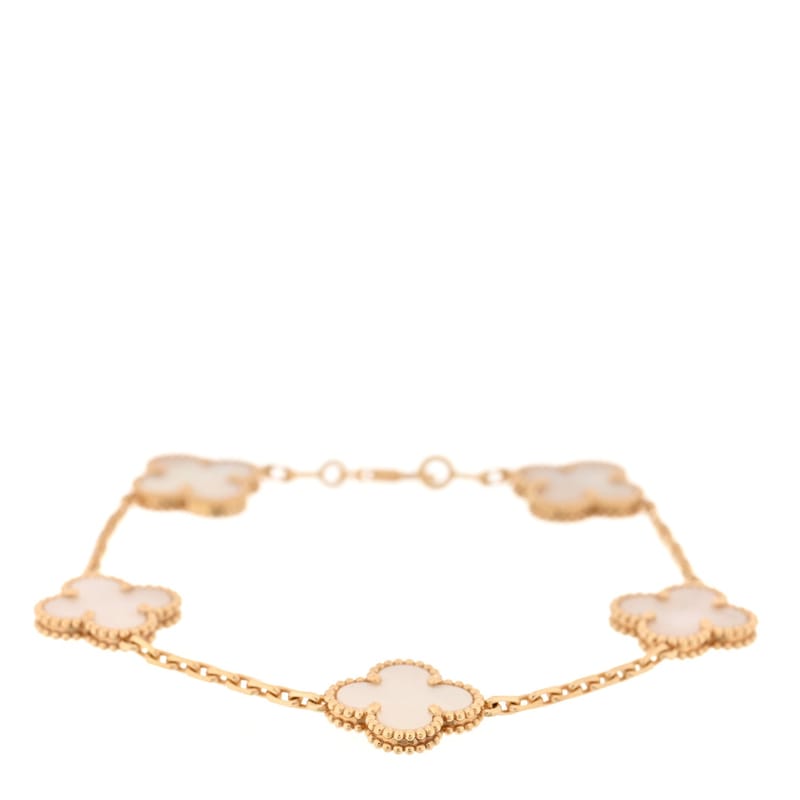 18K жовте золото перламутр 5 Motifs Vintage Alhambra браслет