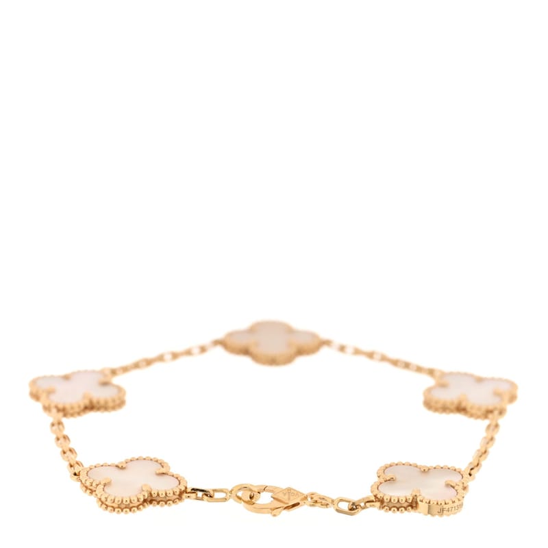 18K жовте золото перламутр 5 Motifs Vintage Alhambra браслет