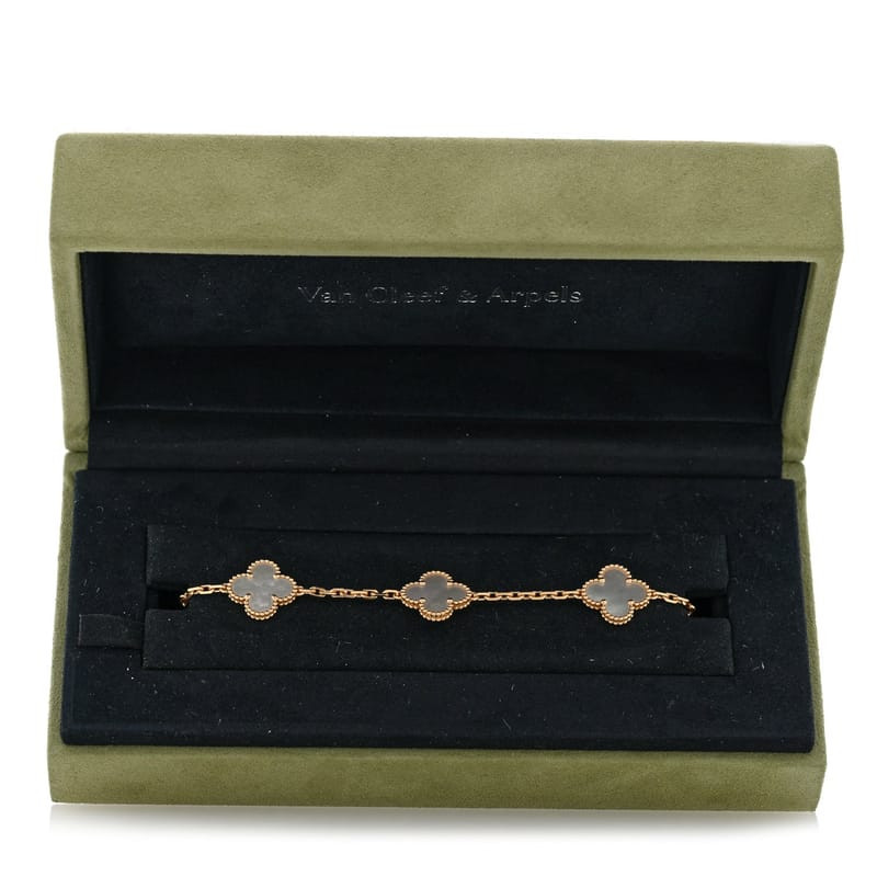 18K жовте золото перламутр 5 Motifs Vintage Alhambra браслет